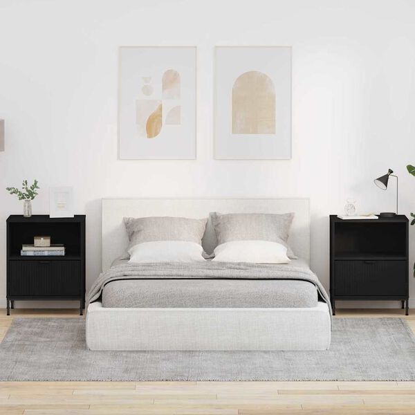 vidaXL Szafki nocne z szufladą 2 pcs Czarny 49 x 36 x 61 cm
