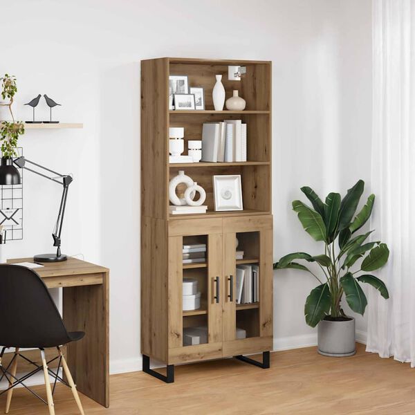 vidaXL Highboard Dąb rzemieślniczy 69,5 x 34 x 180 cm