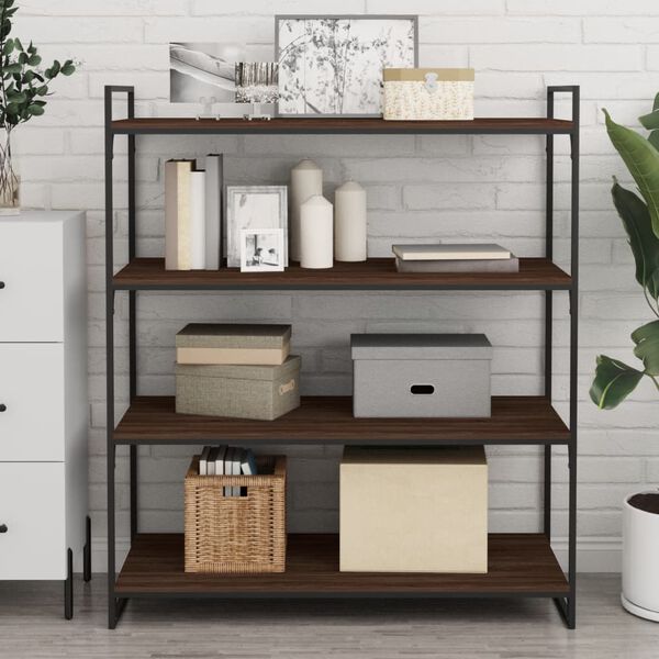 vidaXL P&oacute;łki ścienne, 4 szt., brązowy dąb, 100x40x1,5 cm