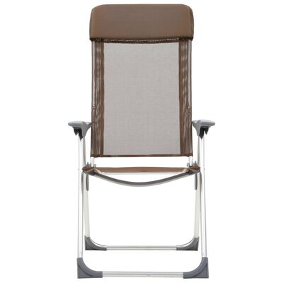 vidaXL Składane krzesła turystyczne, 4 szt., brązowe, aluminiowe