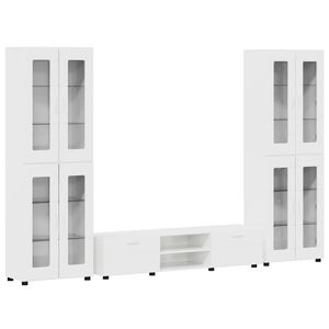 vidaXL Zestaw szafek RTV z szufladą z p&oacute;łką FLORIN Wysoki połysk biały