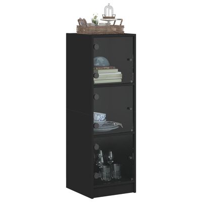 vidaXL Szafka ze szklanymi drzwiami, czarna, 35x37x109 cm