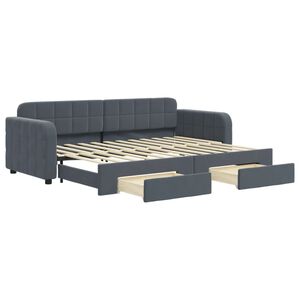 vidaXL Sofa rozsuwana z szufladami, ciemnoszara, 80x200 cm, aksamit