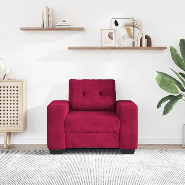 vidaXL Sofa Fotel Wino Czerwone 60 cm Aksamit