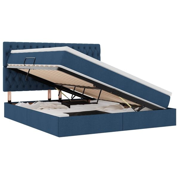 vidaXL Ł&oacute;żko z miejscem na przechowywanie i LED Niebieski 180 x 200 cm