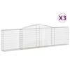 vidaXL Kosze gabionowe, 3 szt, 400x30x100/120 cm, galwanizowane żelazo