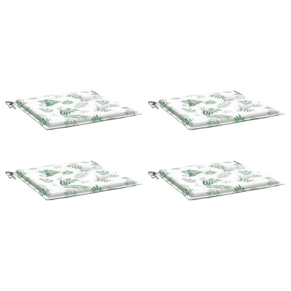 vidaXL Poduszki na krzesła, 4 szt., wz&oacute;r w liście, 40x40x4 cm, tkanina