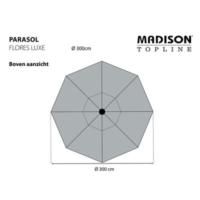 Madison Parasol ogrodowy, Flores Luxe, 300 cm, okrągły, szary