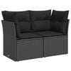 vidaXL Sofa ogrodowa z poduszkami, 2-osobowa, czarna, z polirattanu