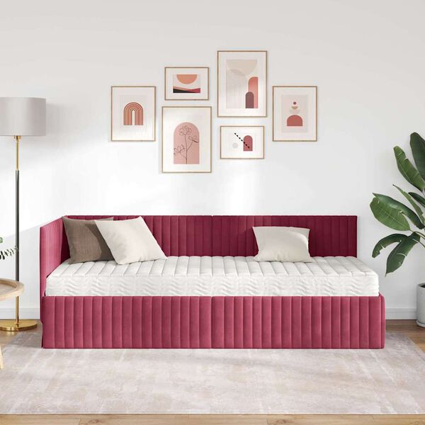 vidaXL Rama Ł&oacute;żka Narożnego z Materacem 2 pcs Zielony Aksamit