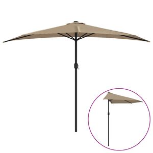 vidaXL P&oacute;łparasol balkonowy na słupku z aluminium, 300x155 cm, taupe