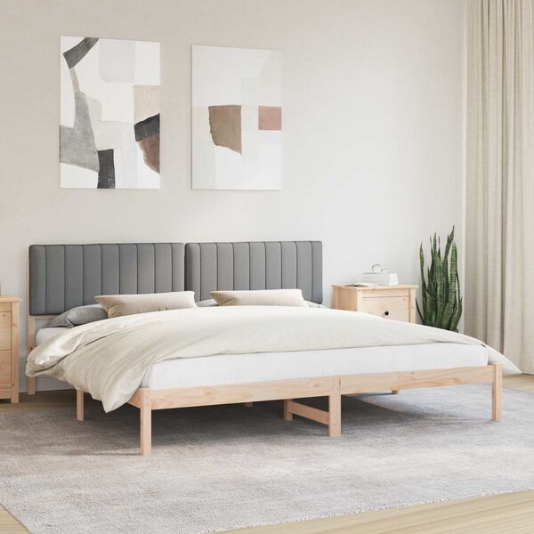 vidaXL Ramka ł&oacute;żka z tapicerowanym wezgłowiem Jasnoszary 200 x 200 cm