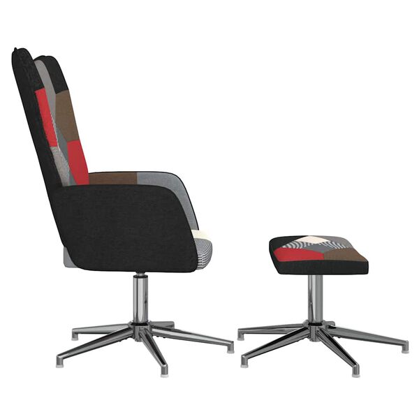 vidaXL Fotel z podn&oacute;żkiem, patchworkowy, obity tkaniną