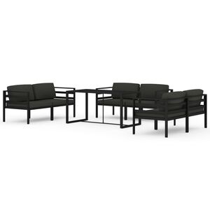 vidaXL 7-cz. zestaw mebli ogrodowych, poduszki, aluminium, antracyt