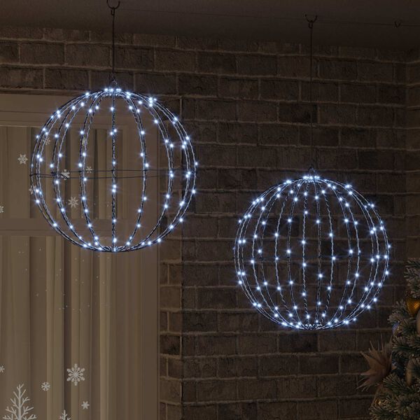 vidaXL Piłka 2 pcs Zimna biel 50,5 x 50,5 x 52 cm Metal