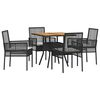 vidaXL Zestaw do jadalni w ogrodzie 5 pcs Czarny polirattan