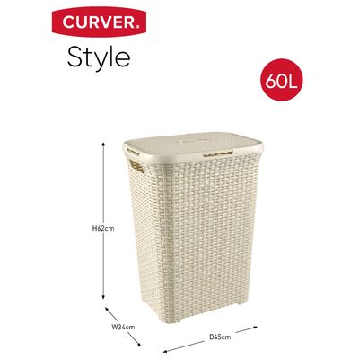Curver Pojemnik na pranie i koszyk Style, białe,105 L, 240657