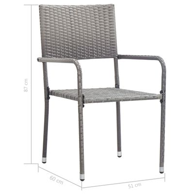 vidaXL Krzesła stołowe do ogrodu, 2 szt., polirattan, szare