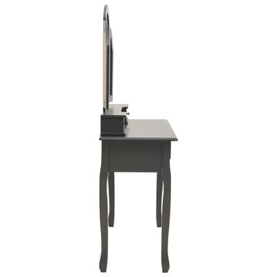 vidaXL Toaletka ze stołkiem, szara, 100x40x146 cm, drewno paulowni