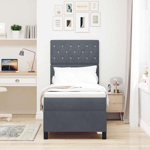 vidaXL Ł&oacute;żko sprężynowe z materacem Ciemnoszary 80 x 200 cm Aksamit