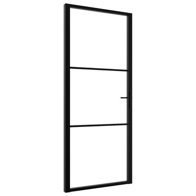 vidaXL Drzwi wewnętrzne, szkło ESG i aluminium, 93x201,5 cm, czarne