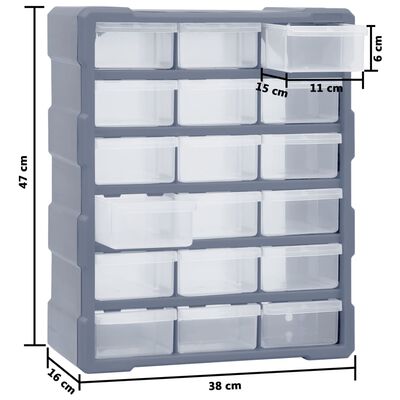 vidaXL Organizer z 18 średnimi szufladkami, 38x16x47 cm