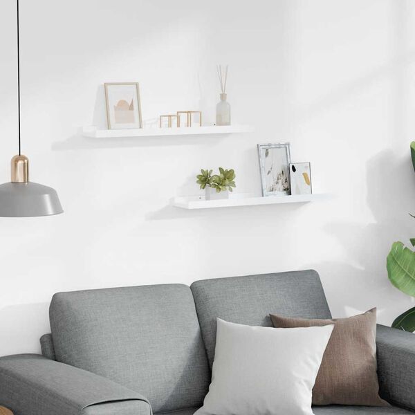 vidaXL P&oacute;łki ścienne na zdjęcia, 2 szt., białe, 60x9x3 cm, MDF