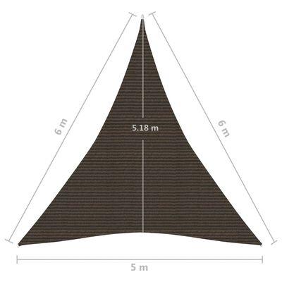 vidaXL Żagiel przeciwsłoneczny, 160 g/m², brązowy, 5x6x6 m, HDPE