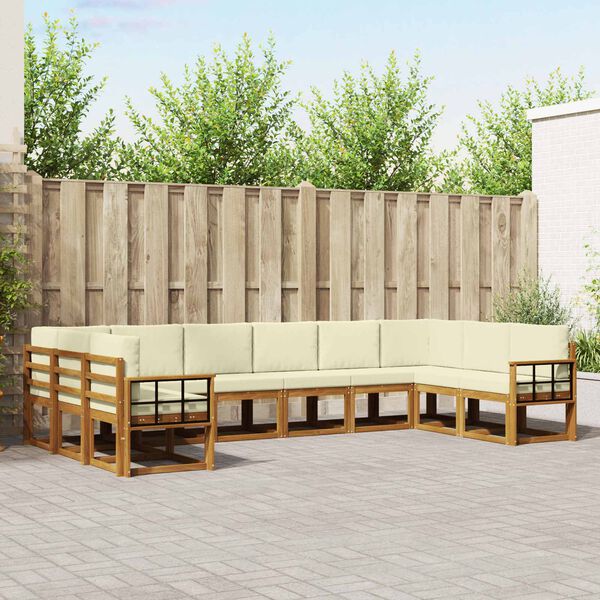 vidaXL Zestaw sof na zewnątrz z poduszką 10 pcs Naturalny i Kremowy