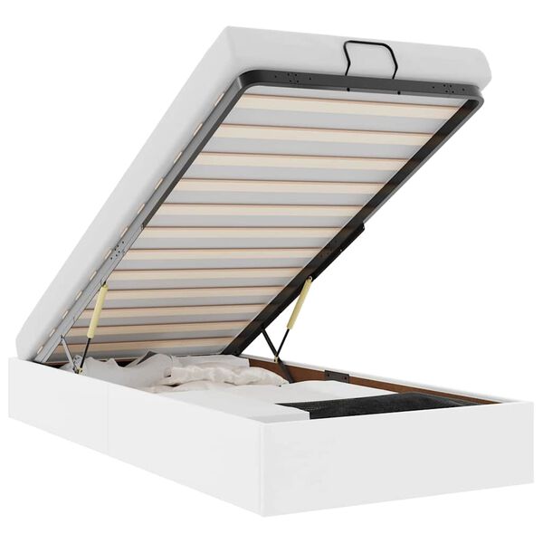 vidaXL Rama łóżka otomana bez materaca, biała, 100x200 cm, ekoskóra