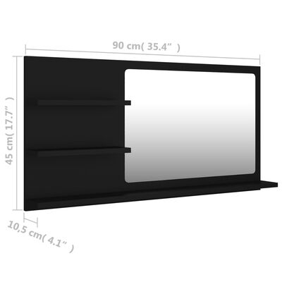 vidaXL Lustro łazienkowe, czarne, 90x10,5x45 cm, płyta wiórowa