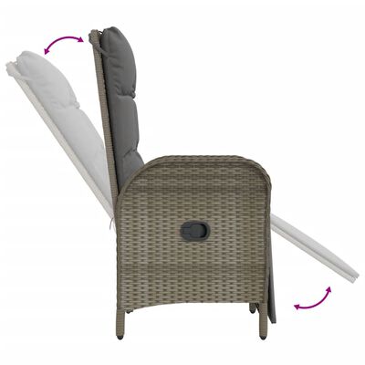 vidaXL Rozkładane krzesła ogrodowe, 2 szt., ze stolikiem, szare