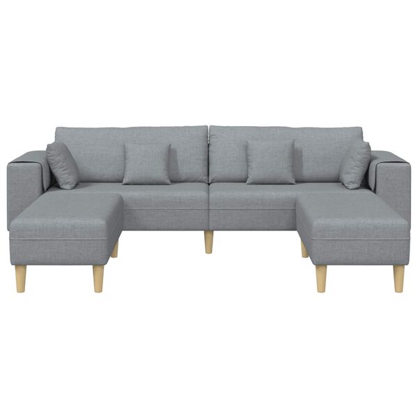 vidaXL Sofa z poduszką 3 pcs Jasnoszary tkanina