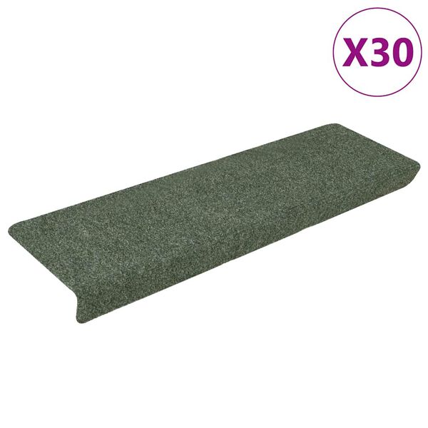 vidaXL Maty na schody samoprzylepne 30 szt. 65x21x4 cm Zielone prostokątne krawędzie