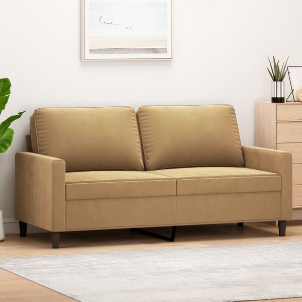vidaXL Sofa 2-osobowa, brązowa, 140 cm, tapicerowana aksamitem