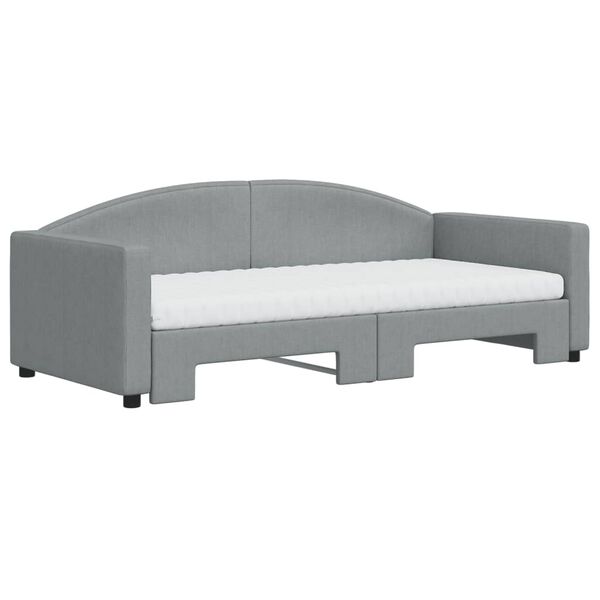 vidaXL Sofa rozsuwana z materacami, jasnoszara, 90x190 cm, tkanina