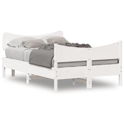 vidaXL Rama łóżka z wezgłowiem, biała, 120x200 cm, lite drewno sosnowe