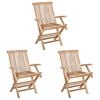 vidaXL Składane krzesło ogrodowe 3 pcs naturalny Lite drewno teakowe