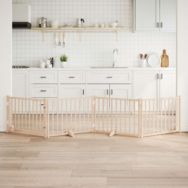 vidaXL Składana bramka dla psa, z drzwiami, 4 panele, 320 cm, drewno