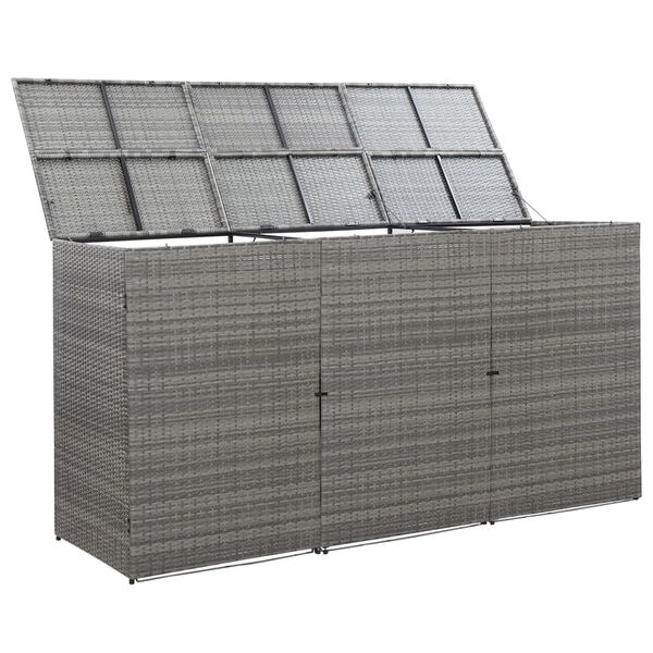 vidaXL Osłona na 3 kosze na śmieci, antracyt, 229x78x120 cm, rattan PE