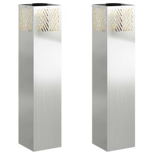 vidaXL Słoneczna LED lampa na ścieżkę 2 szt. Ciepła biel Galwanizowany