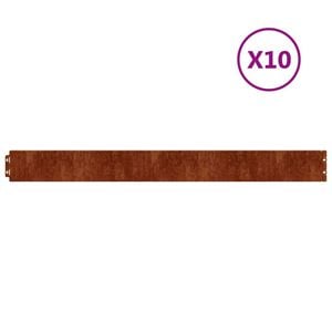 vidaXL Obrzeża trawnikowe, 10 szt., 10x103 cm, giętkie, stal Corten