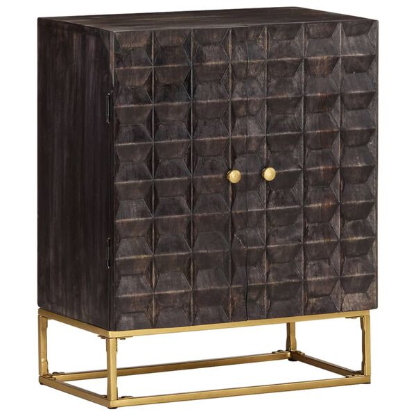 vidaXL Szafka, czarna, 60x35x75 cm, lite drewno mango