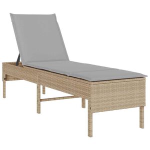 vidaXL Leżak z poduszką beżowy 55x200x44cm polirattan
