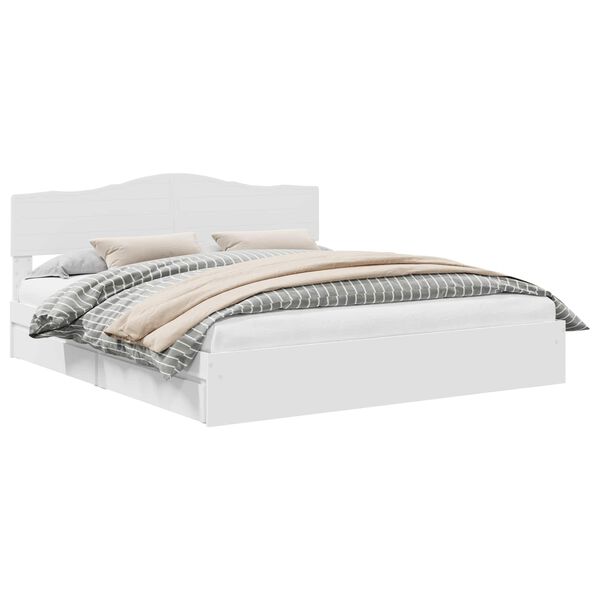 vidaXL Ł&oacute;żko z miejscem do przechowywania Biały 200 x 200 cm