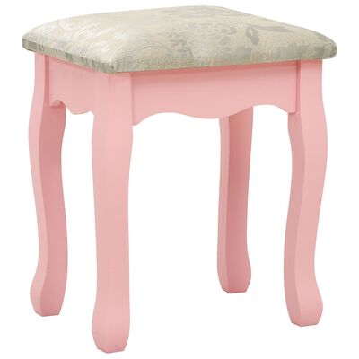 vidaXL Toaletka ze stołkiem, różowa, 75x69x140 cm, drewno paulowni