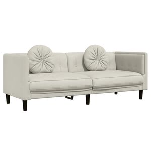 vidaXL Sofa 3-osobowa z poduszkami, kremowa, aksamit