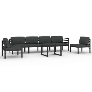 vidaXL 7-cz. zestaw mebli ogrodowych, poduszki, aluminium, antracyt