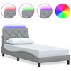 vidaXL Rama ł&oacute;żka z LED bez materaca Jasnoszary 90x190 cm tkanina