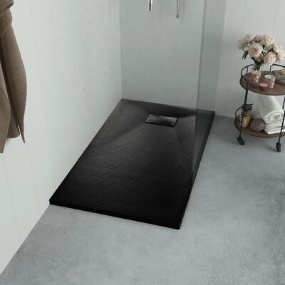 vidaXL Brodzik prysznicowy, SMC, czarny, 90 x 70 cm